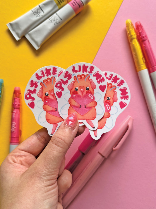 Please Like Me | Fairy Guinea Pig | cute pink valentine stickers, stationery, kawaii art, animal, water bottle decoration