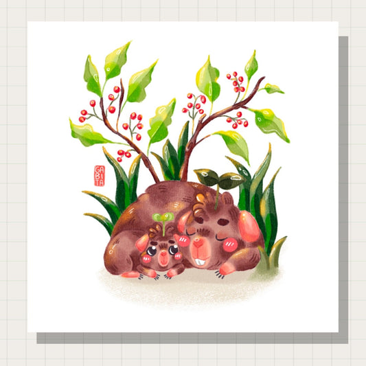 My little Sprig | Art Print | Illustration Print | Digital Artwork | cute art, home decor, wall art, guinea pig art, animal art