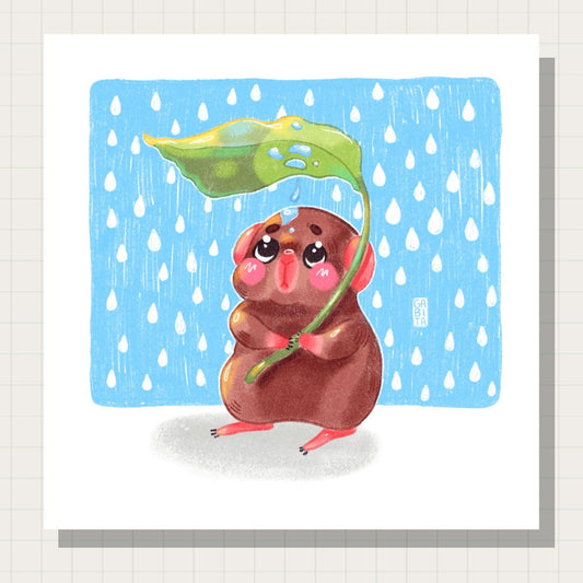 Under the Weather | Art Print | Illustration Print | Digital Artwork| cute art, home decor, wall art, guinea pig art, animal art, pet art