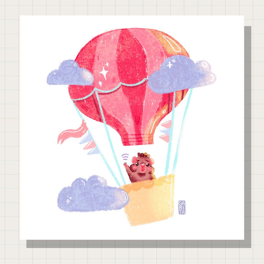 See you soon little balloon | Art Print | Illustration Print | Digital Artwork | cute art, home decor, wall art, guinea pig art