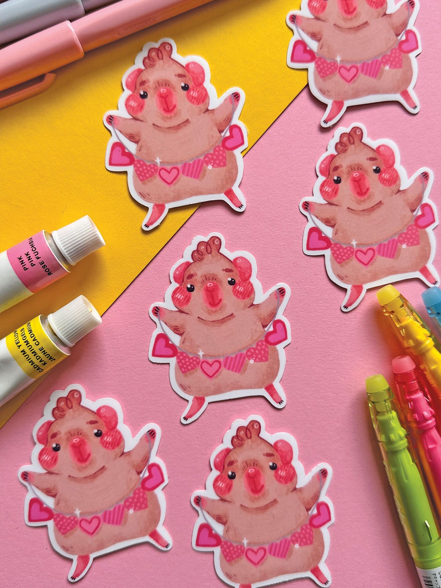Sharing Love Guinea Pig Sticker| Waterproof Vinyl Sticker | Cute Sticker | Digital Art, Stickers, Stationery, kawaii, Guinea Pig, animal
