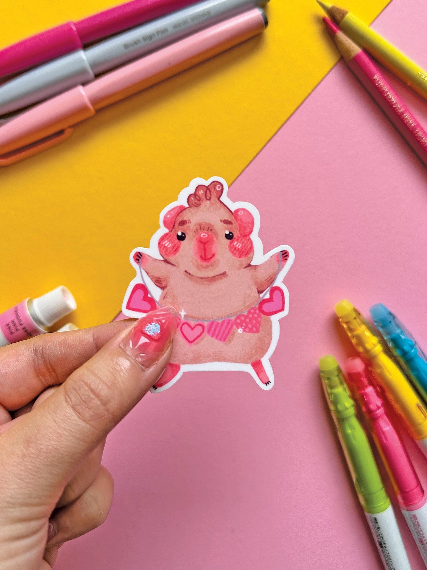 Sharing Love Guinea Pig Sticker| Waterproof Vinyl Sticker | Cute Sticker | Digital Art, Stickers, Stationery, kawaii, Guinea Pig, animal