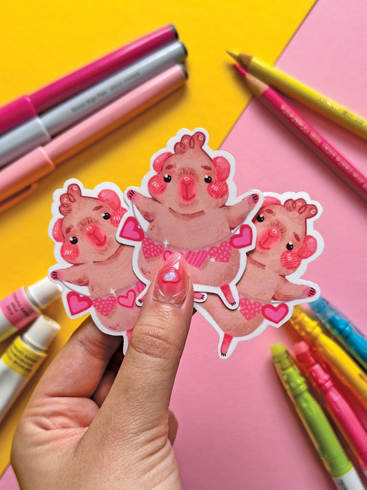 Sharing Love Guinea Pig Sticker| Waterproof Vinyl Sticker | Cute Sticker | Digital Art, Stickers, Stationery, kawaii, Guinea Pig, animal