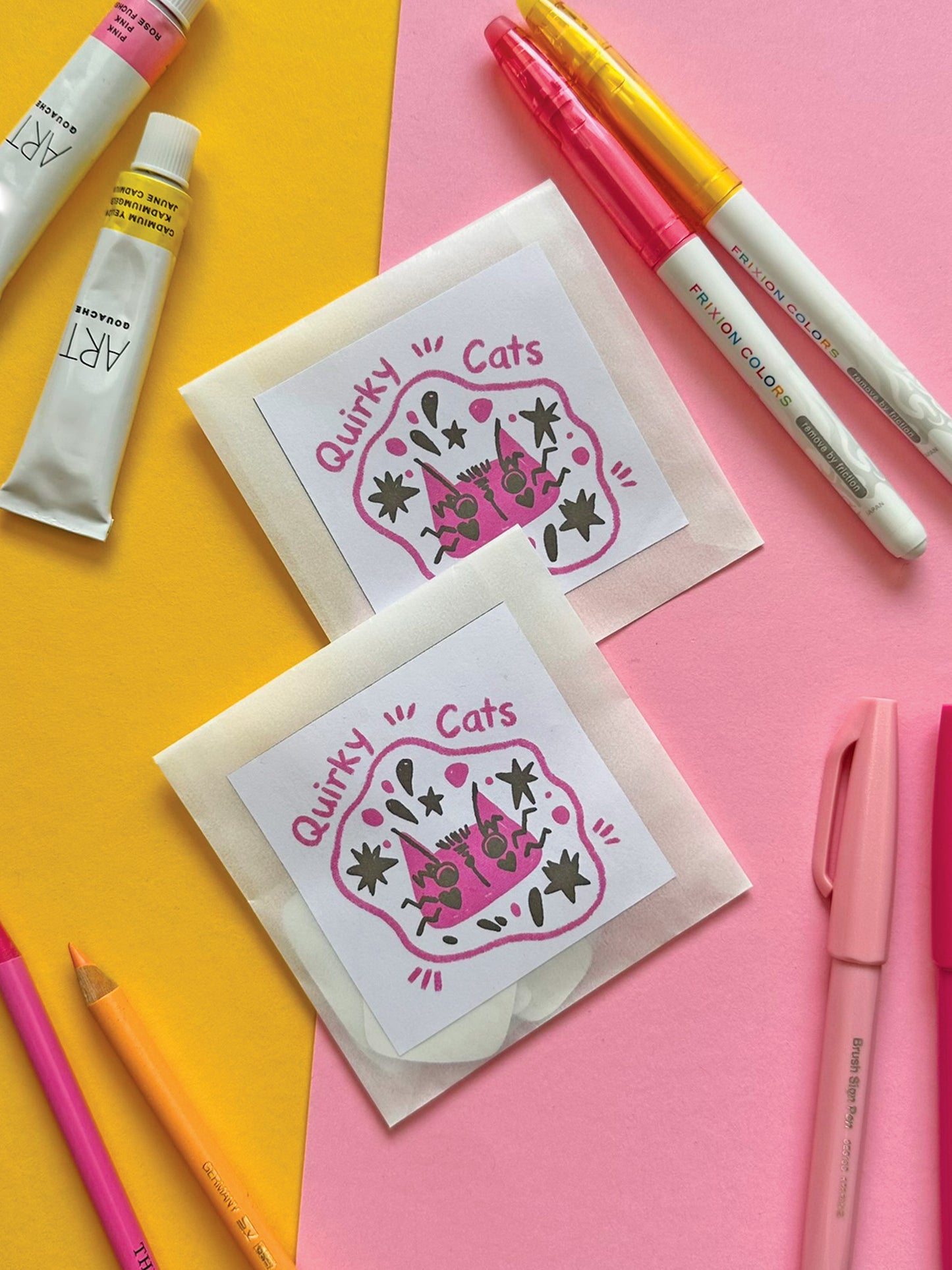 Colorful Quirky Cat Sticker Pack - Handmade Kawaii Art for Cat Lovers