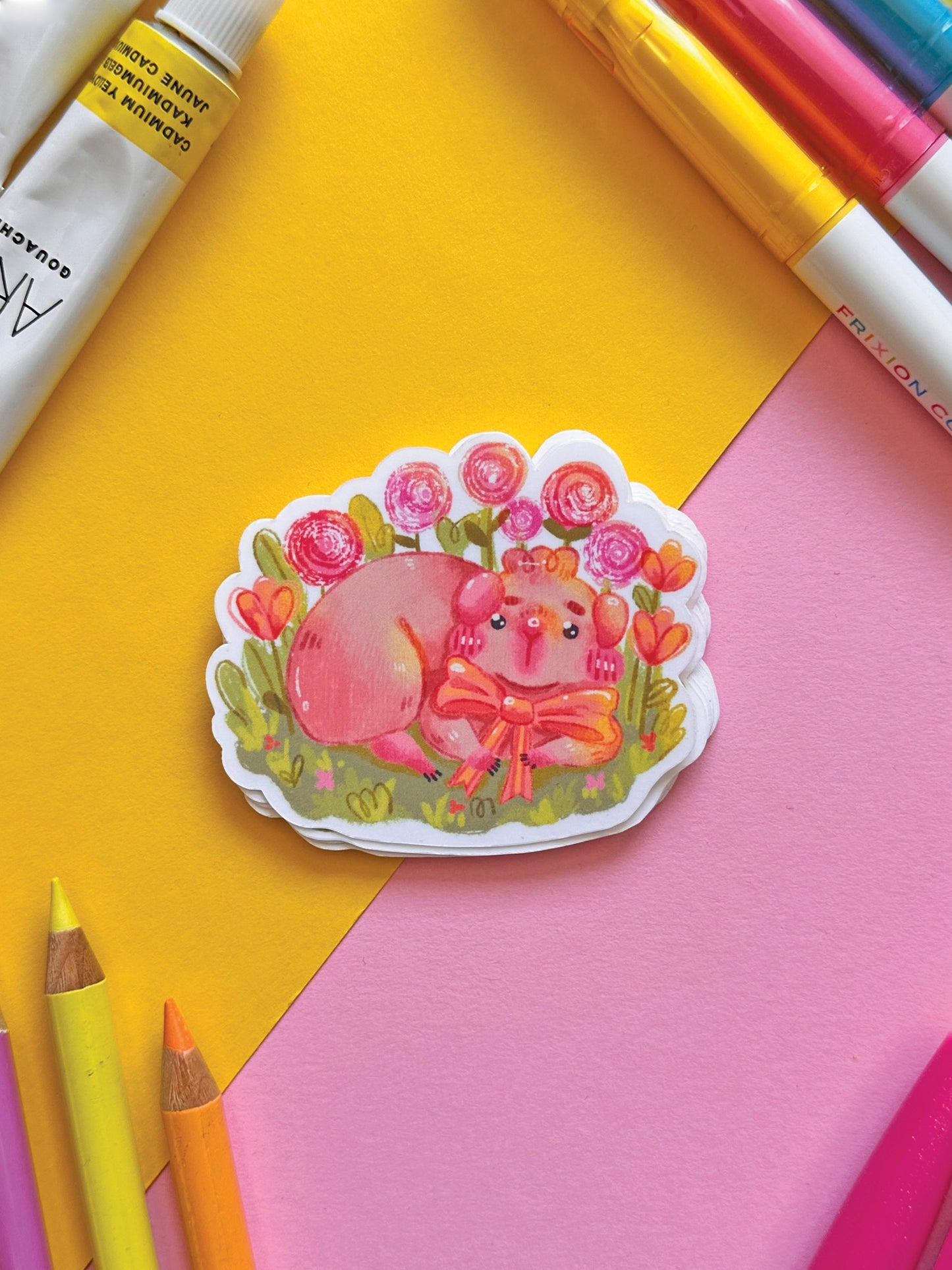 Adorable Guinea Pig Stickers - Spring Animal Art with Flowers |