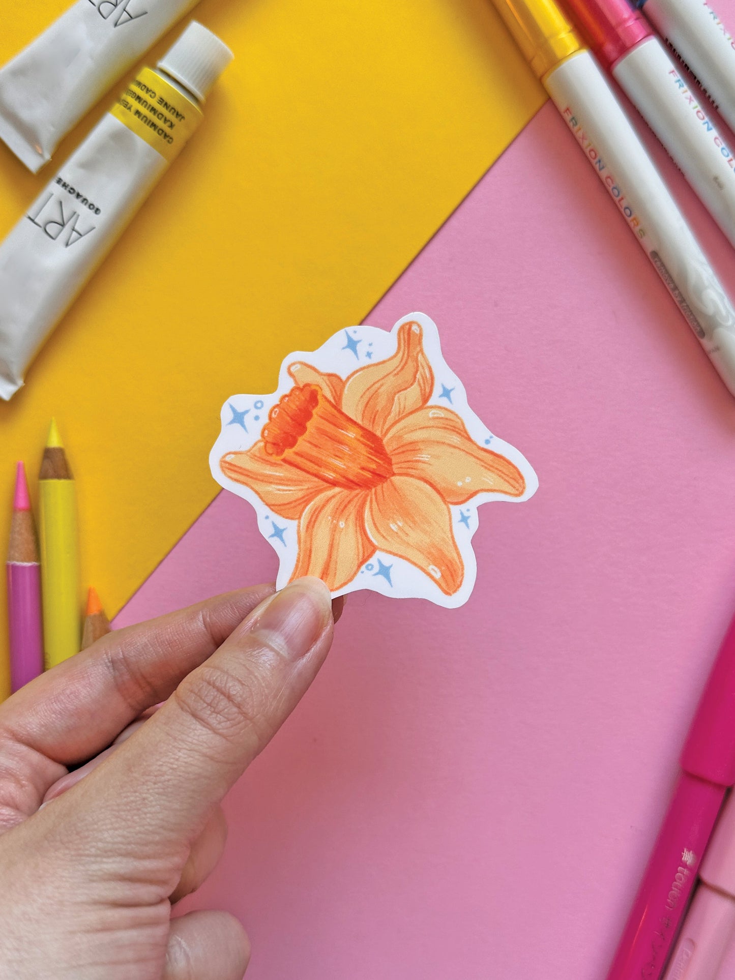 Daffodil Flower Sticker | Spring Vinyl Sticker | Handmade Art, Flower Art, cute sticker, stationary