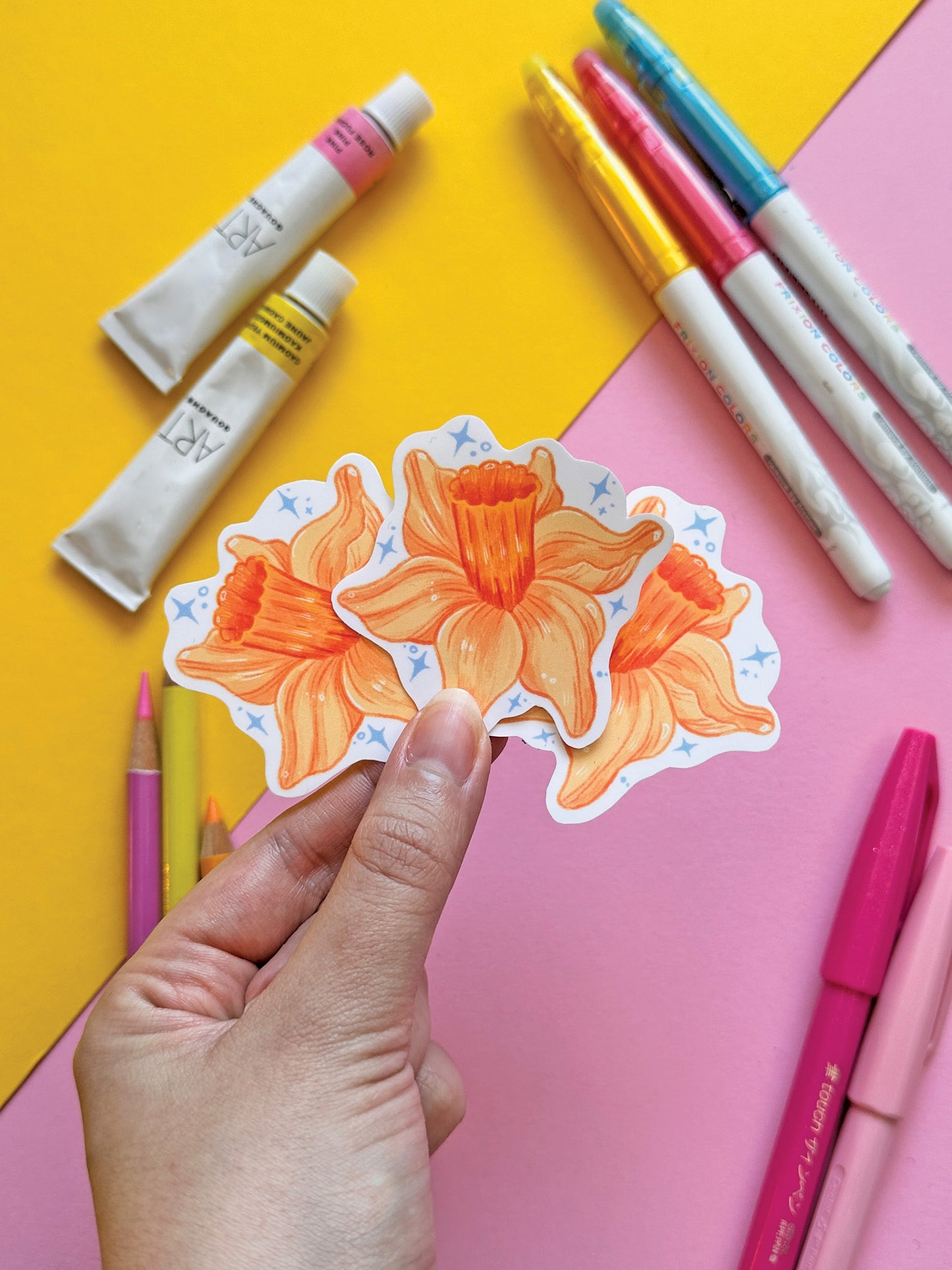 Daffodil Flower Sticker | Spring Vinyl Sticker | Handmade Art, Flower Art, cute sticker, stationary