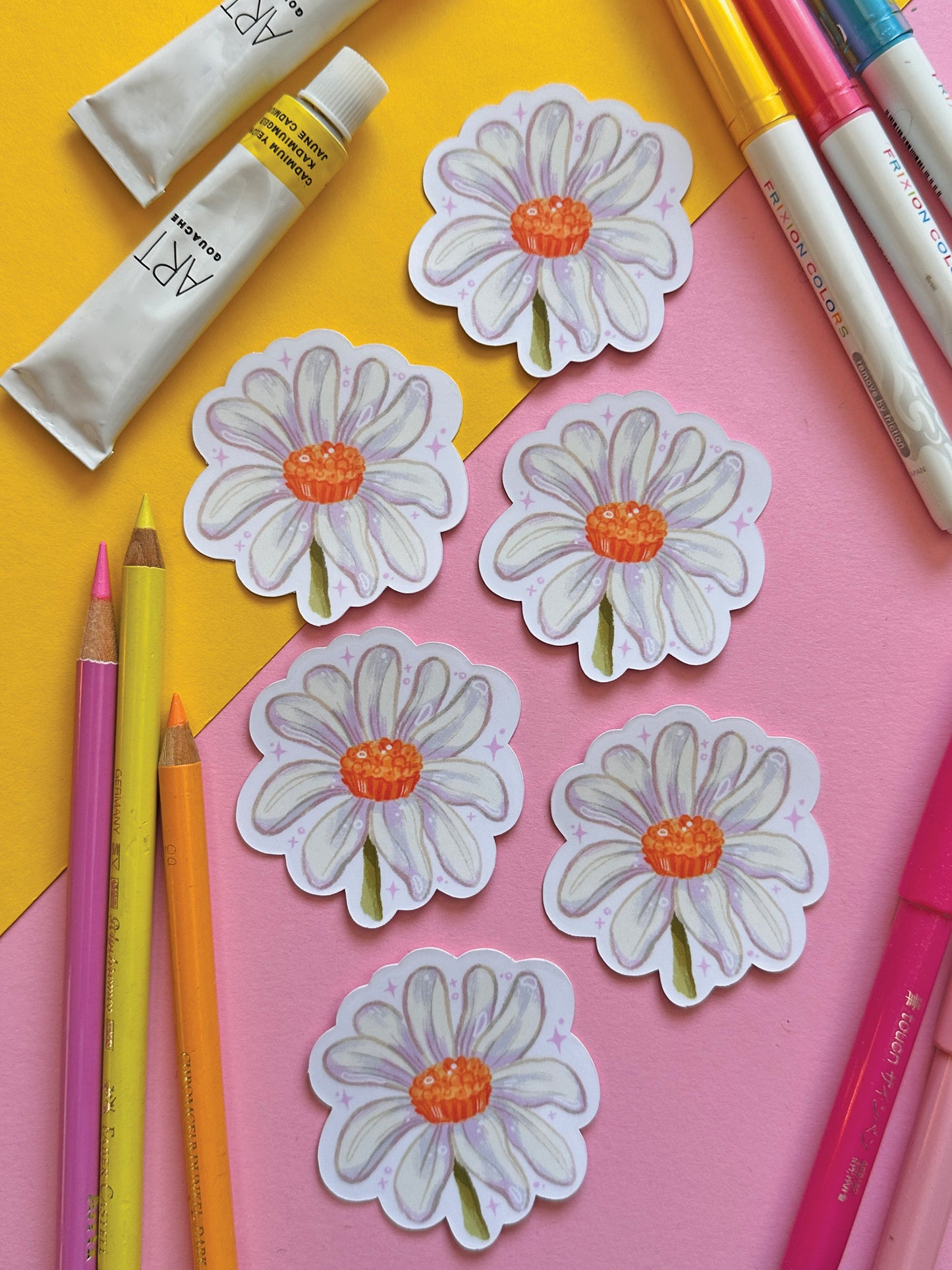 Daisy Flower Sticker | Spring Vinyl Sticker | Handmade Art, Flower Art, cute sticker, stationary