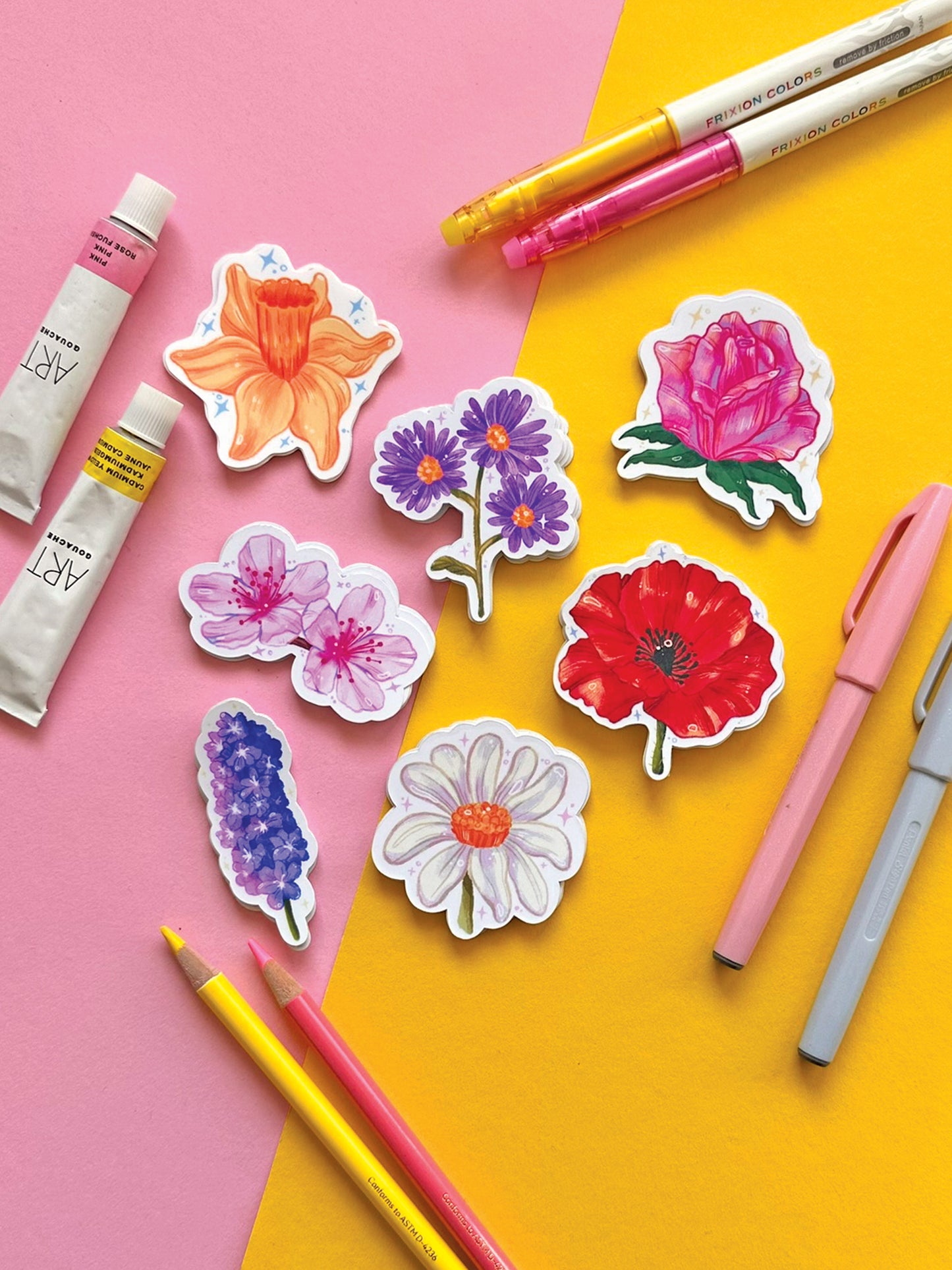 Purple Aster Flower Vinyl Sticker: Handmade Stationery