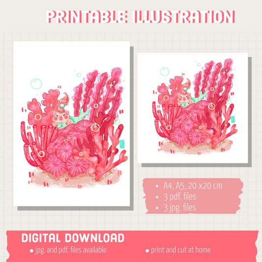 Mermaid Pig | Mermaid Illustration | Art Print | Illustration Print | Digital Artwork | cute art, guinea pig art, home decor, wall art