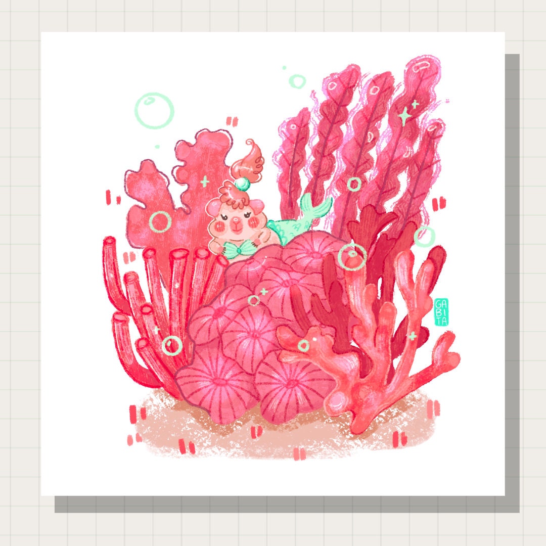 Mermaid Pig | Mermaid Illustration | Art Print | Illustration Print | Digital Artwork | cute art, guinea pig art, home decor, wall art