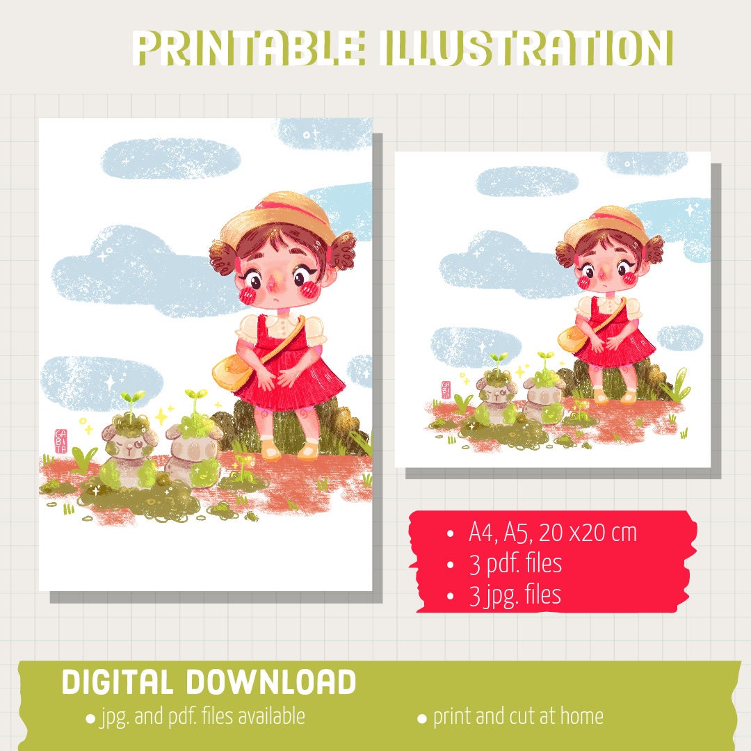 Mythical Moss Stones | Art Print | Illustration Print | Digital Artwork | cute art, home decor, wall art, anime art