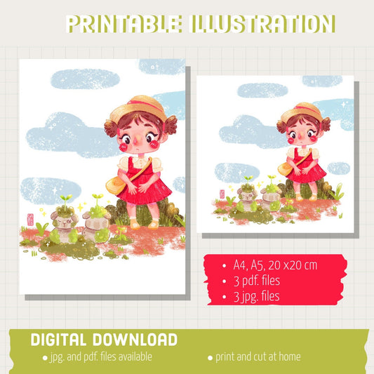 Mythical Moss Stones | Art Print | Illustration Print | Digital Artwork | cute art, home decor, wall art, anime art