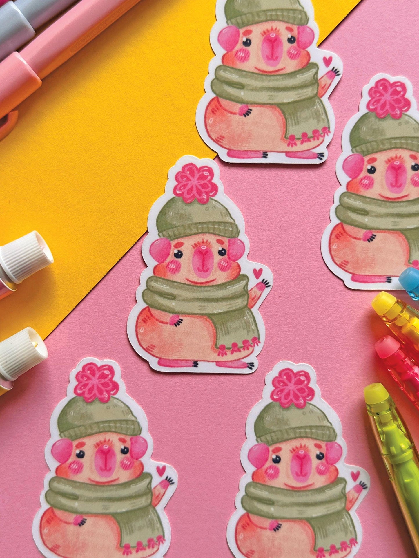 Winter Scarf Guinea Pig | Waterproof Vinyl Sticker | Cute Sticker | Digital Art, Stickers, Stationery, kawaii, animal