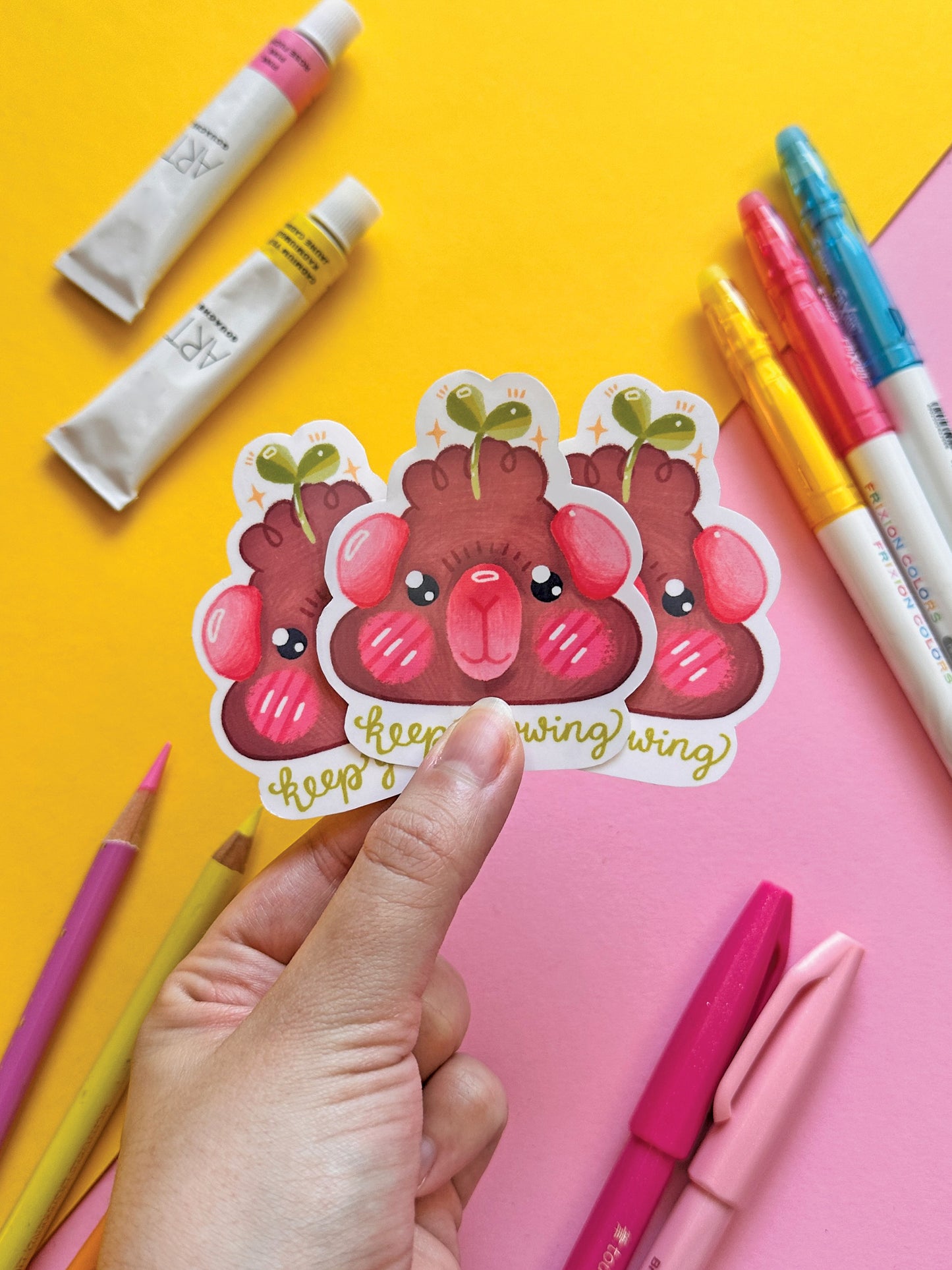 Keep Growing | Guinea Pig | Cute Motivational stickers, stationery, kawaii art, animal, heart, spring