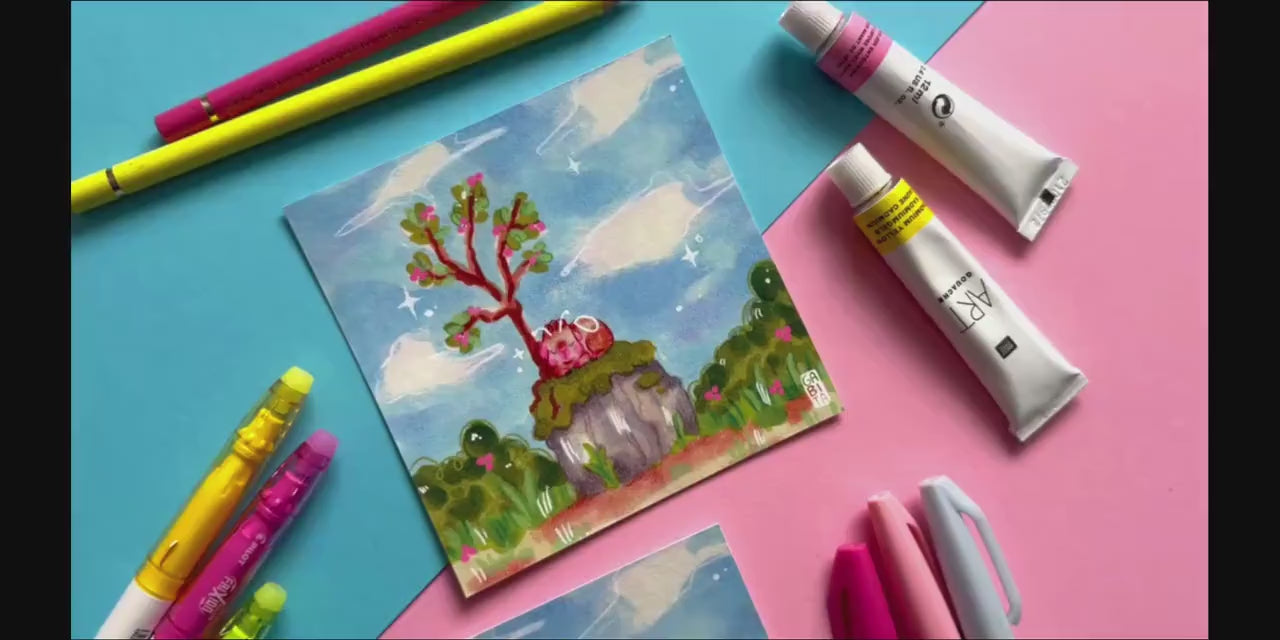 Calming Rest | Square Art Print | Hand Drawn Illustration, Home decor, cute, cozy, animal, guinea pig, floral art