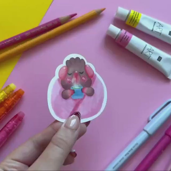 Cozy Guinea Pig | Cute Die Cut Sticker |Stickers, Stationery, kawaii, cute art