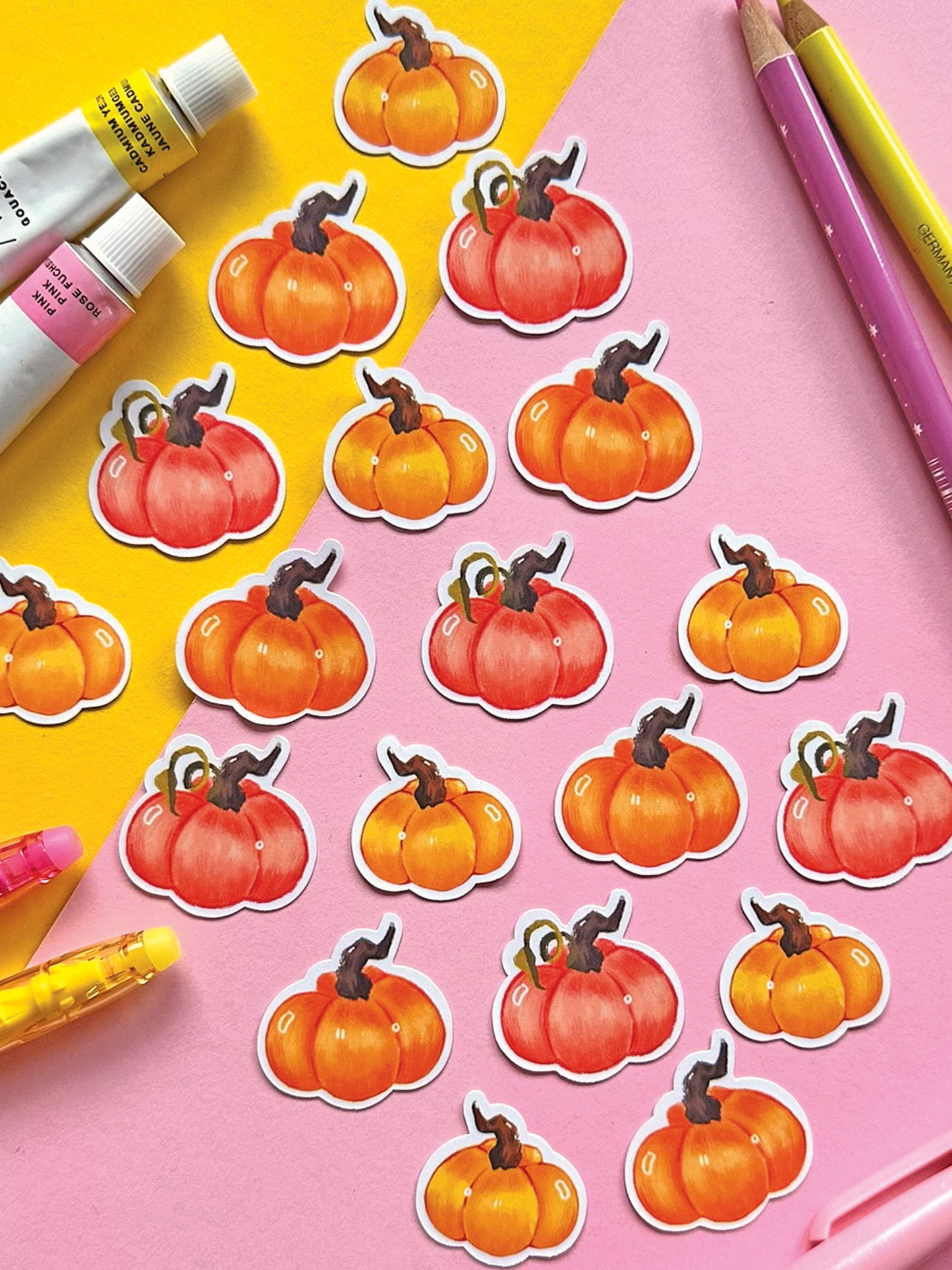 Cute Pumpkin Stickers - Kawaii Halloween Art Decals